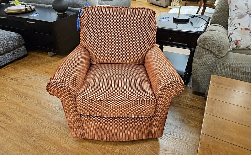 Flexsteel Red Gingham Swivel Chair