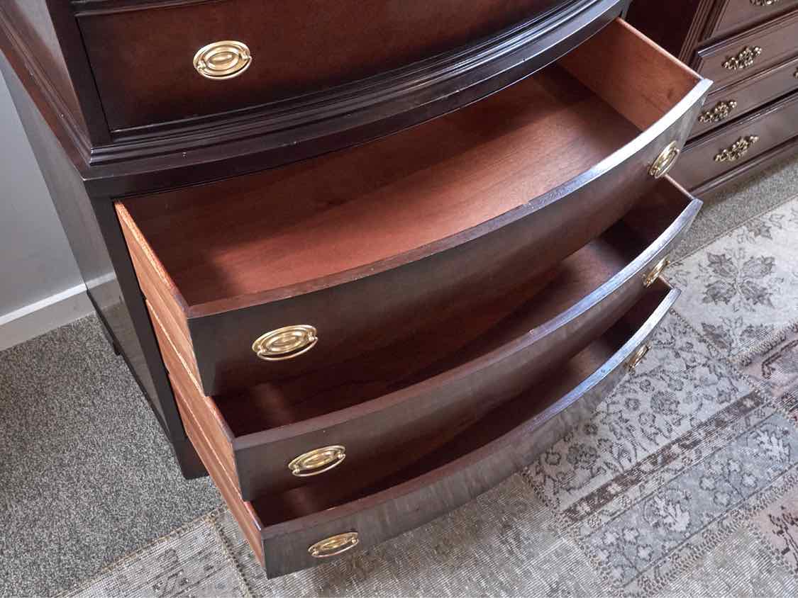 Mahogany 3 Over 3 Drawer Chest with Hepplewhite Brass Handles