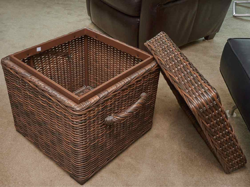 Crate & Barrel Woven Storage Box with Handles and Removable Lid