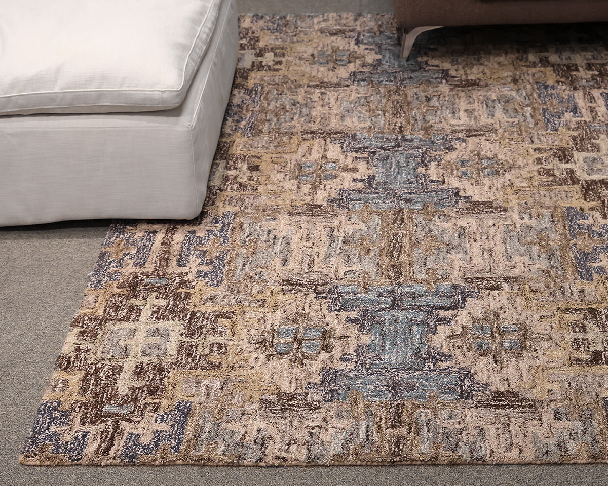 Crate & Barrel 8 x 10 Area Rug in Blue, Grey & Brown