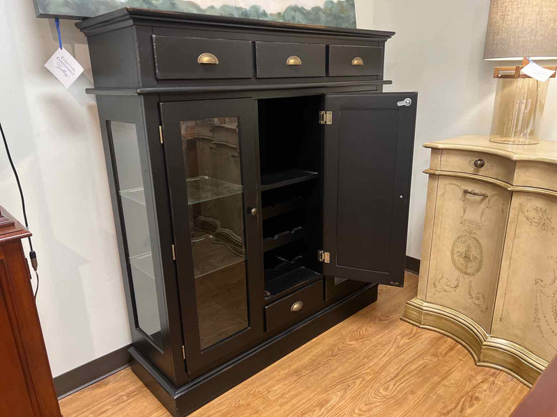 3-Door Black Bar Cabinet