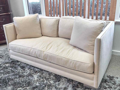 Beige Shelter Arm Sofa with Bench Seat