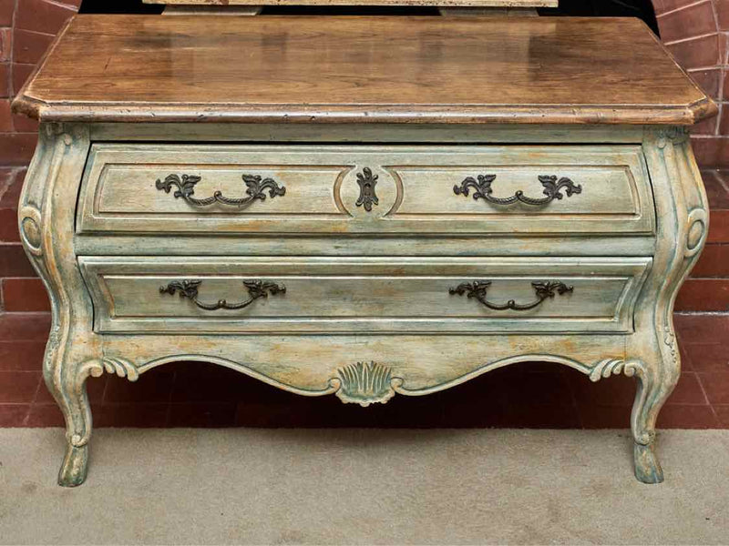 Painted Miniature  Louis XV Chest with Walnut Top & 2 Drawers