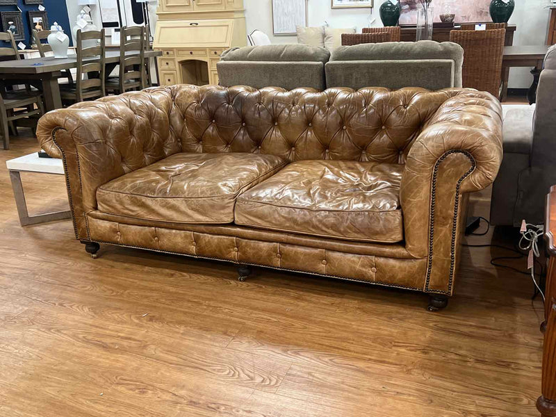 Restoration Hardware 'Kensington' Leather Sofa