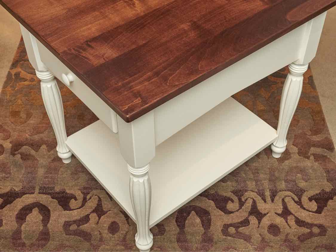 Pair of Maple Side Tables with Country White Finish