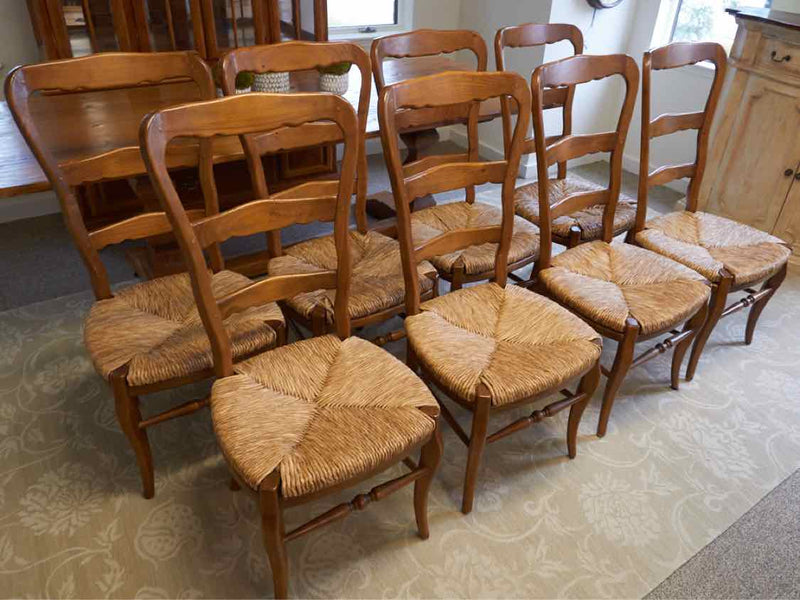 Set of 8 Rustic Ladder Back Dining Chairs