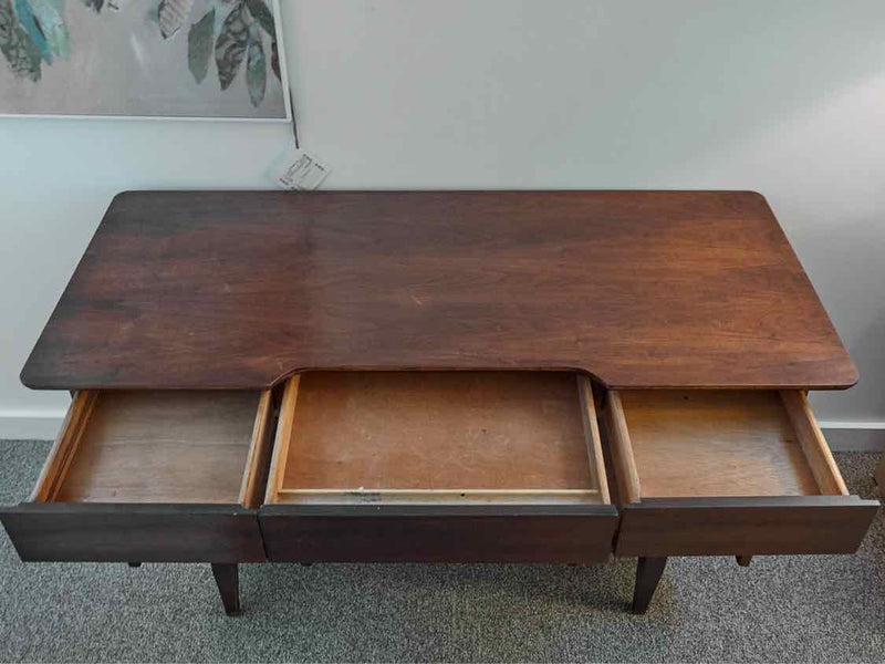 Mid Century Walnut Desk with 3 Drawers & 2 File Cabinet Drawers