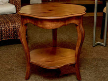 Pine Scalloped Side Table with Shelf