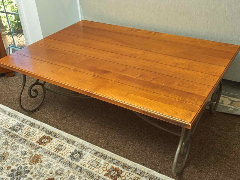 Ethan Allen Plank Top Metal Legs  Cocktail Table