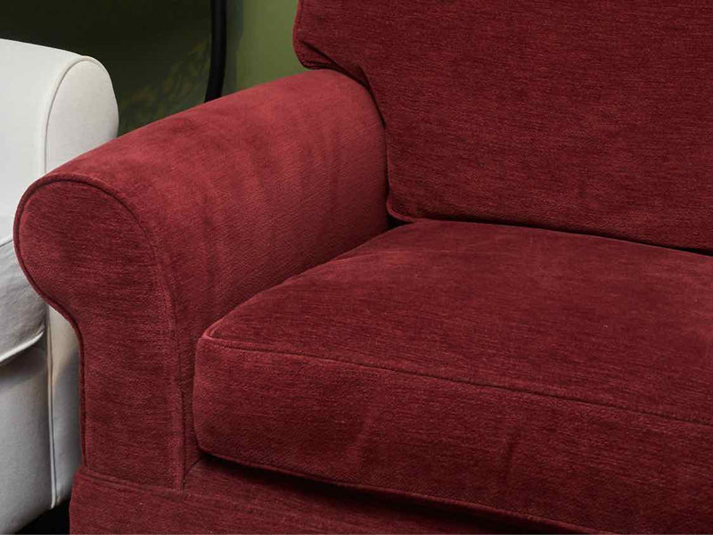 'Cranberry Red" Upholstered 2 Cushion Rolled Arms Loveseat