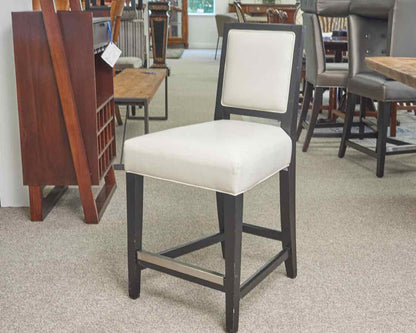 RH Counter Stool in Salt Leather with Black Framed Back and Legs