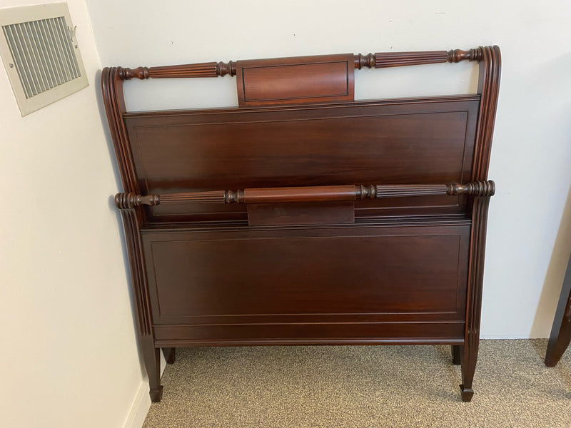 Pair of Mahogany Roll Back Sleigh  Twin Beds