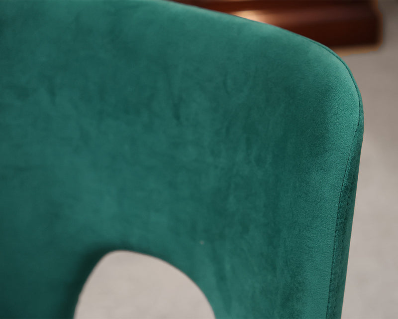 Set of 4 Dark Green Velvet "Shell" Dining Chairs, 1960s