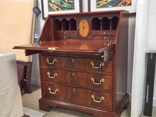 Councill Craftsman Flamed Mahogany Drop Front  Desk with 4 Drawers