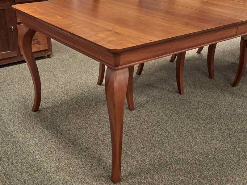 West Brothers Furniture Cherry Dining Table & Set of Six Upholstered Chairs