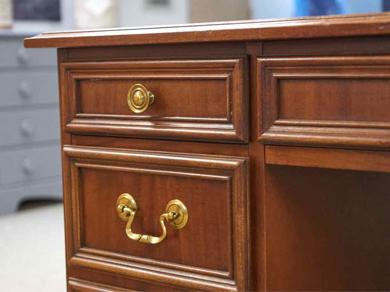 Cherry Pedestal Desk with 2 File Drawers & 4 Smaller  Drawers