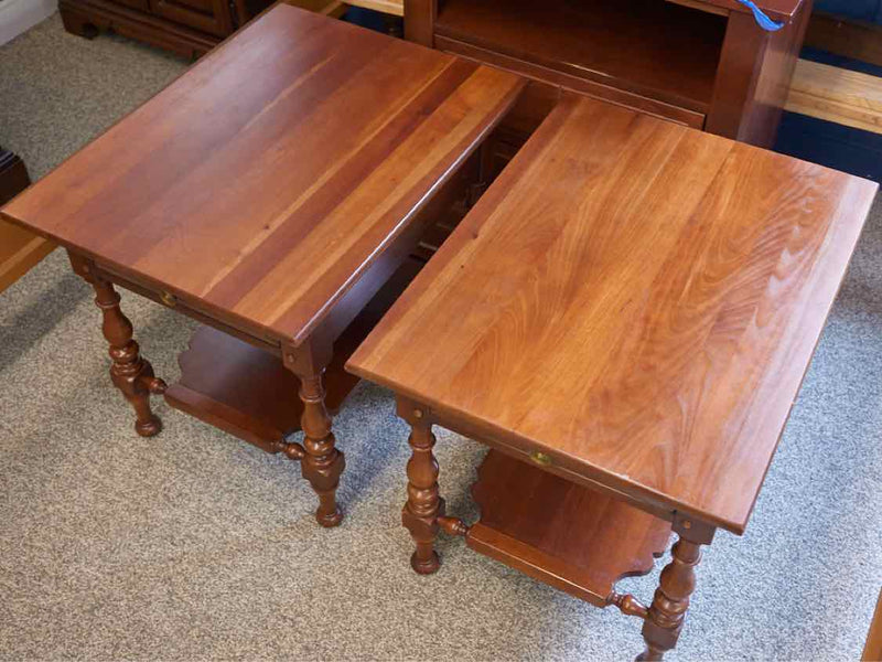 Pair of Solid Cherry One Drawer Side Tables