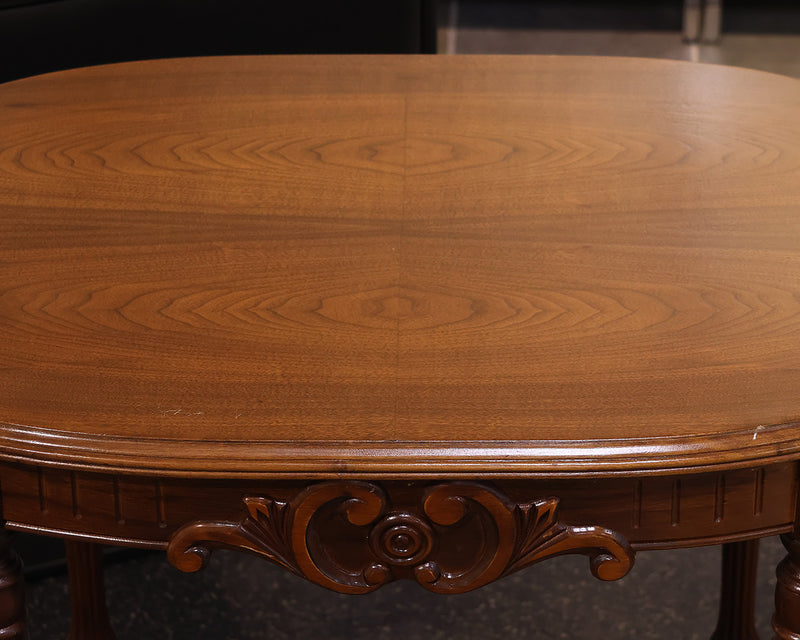 Antique Oval Walnut Accent Table w/ details