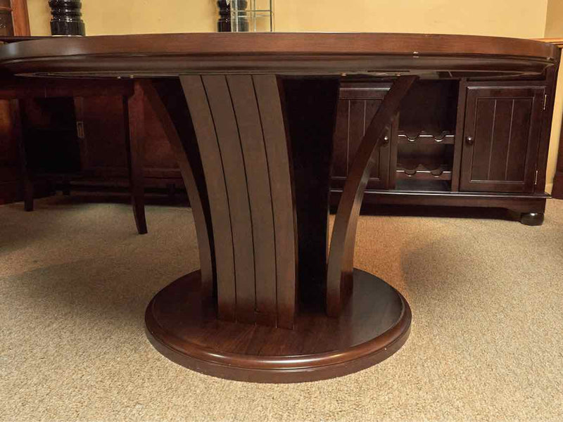 Walnut In Dark Stain Round Contemporary Dining Table