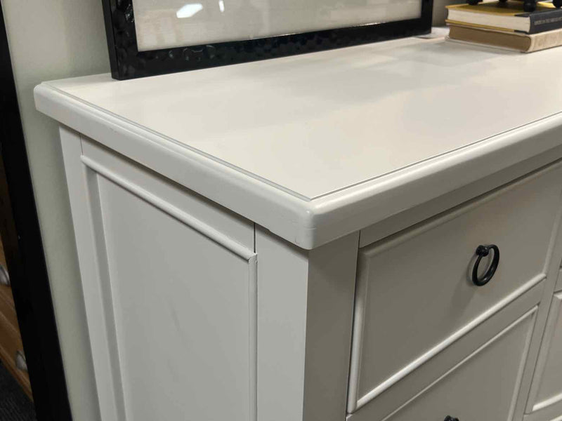 White Bow Front Triple Dresser