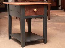 Reclaimed Wood Top Charcoal Grey Finish 1 Drawer & Shelf Side Table