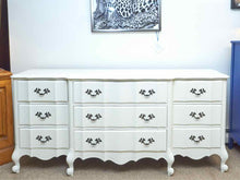 Off White Finish  9 Drawer Dresser With Ornate Metal Handles