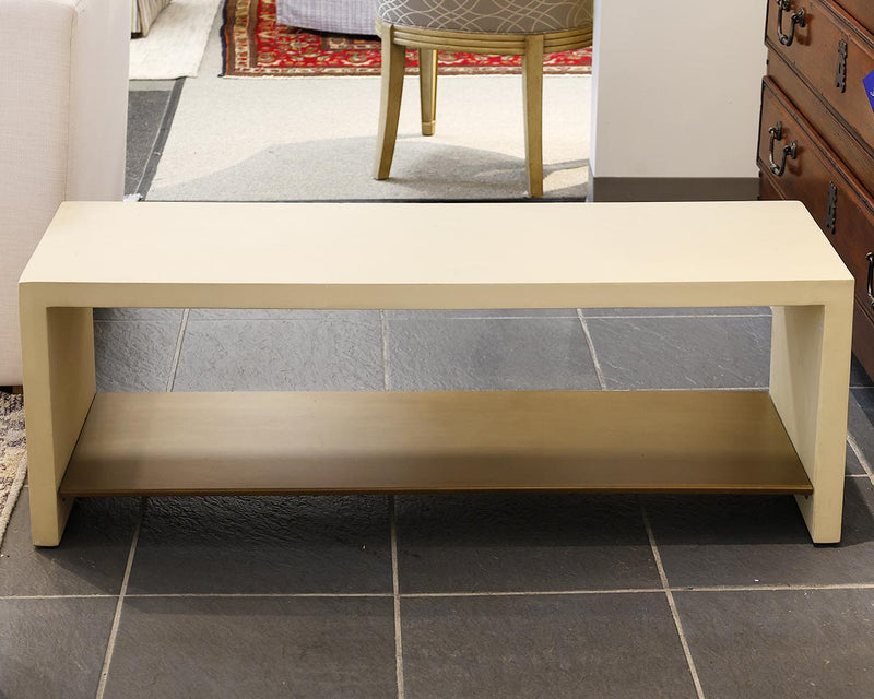 McGee Bench in Parchment with Brushed Gold Shelf