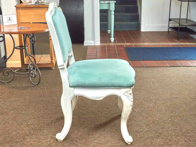 Pair Of Magnolia Home  French Inspired Chairs Aqua Performance Upholstered Seats