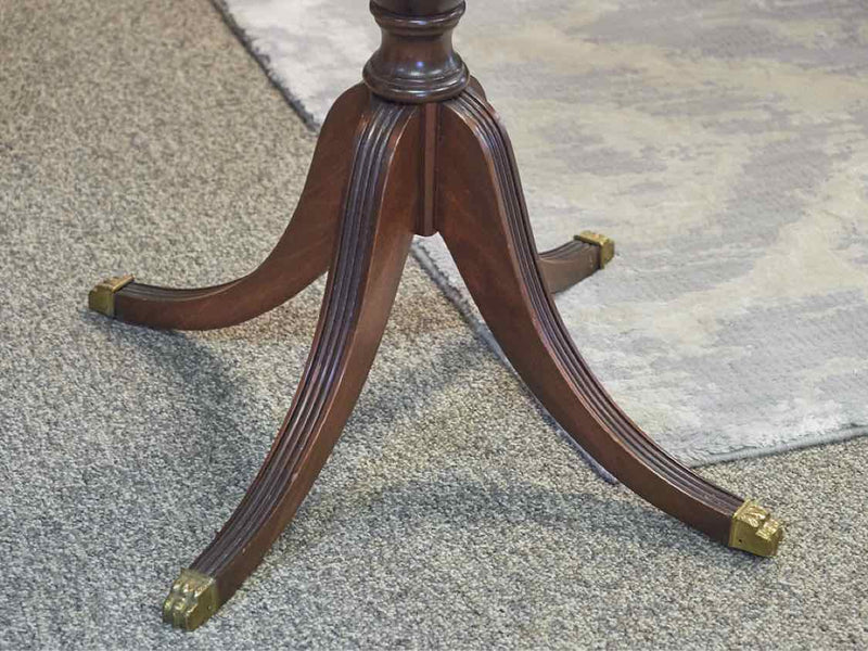 Round Mahogany Pedestal Table With One Drawer