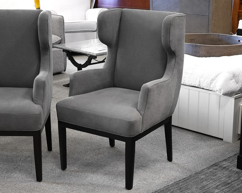 Pair of Cisco Contemporary Wing Chairs in Carbon Grey on Espresso Frame