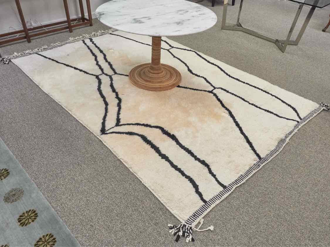 Ivory and Navy Shag Area Rug