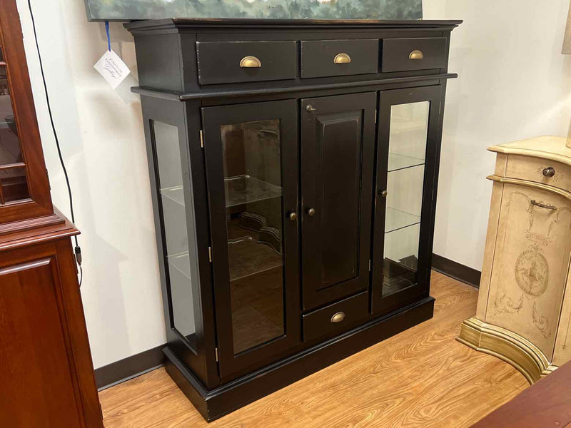 3-Door Black Bar Cabinet