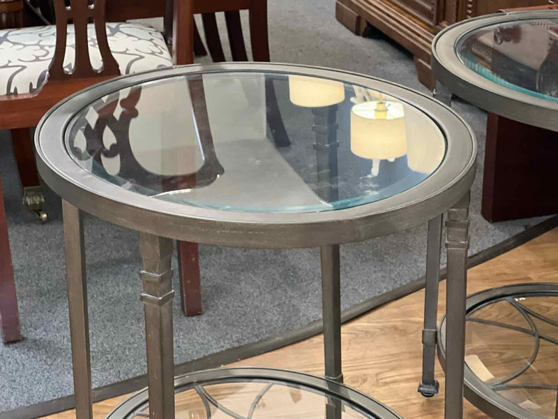 Pair of Glass Topped Side Tables