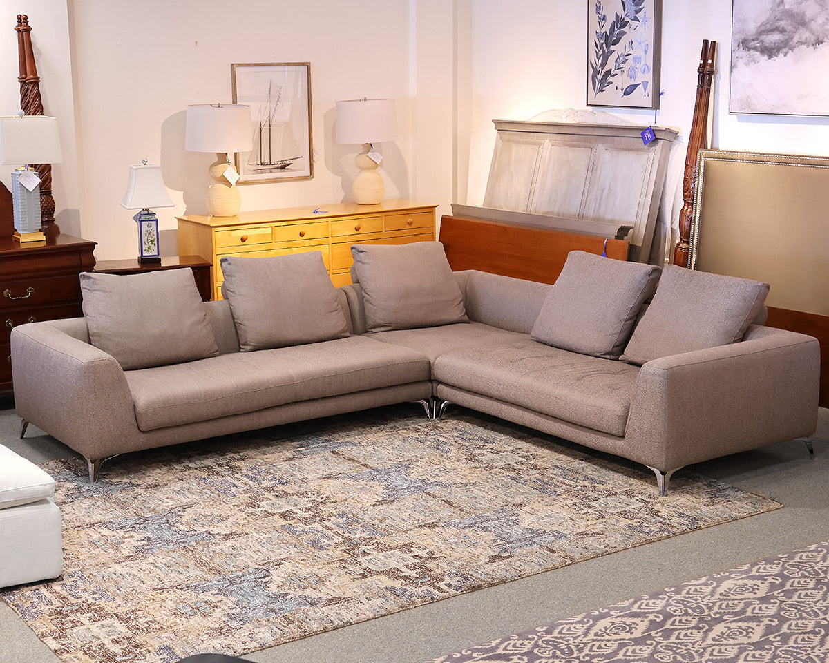 Roche Bobois 3-Piece Sectional in Silvery Taupe on Chrome Legs