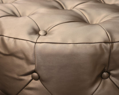 Mitchell Gold + Bob Williams Rocco Round Tufted Ottoman in Platinum