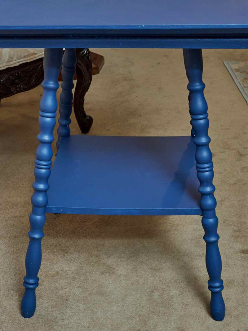 'Delphinium Blue' Finish Turned Legs Bottom Shelf Accent Table