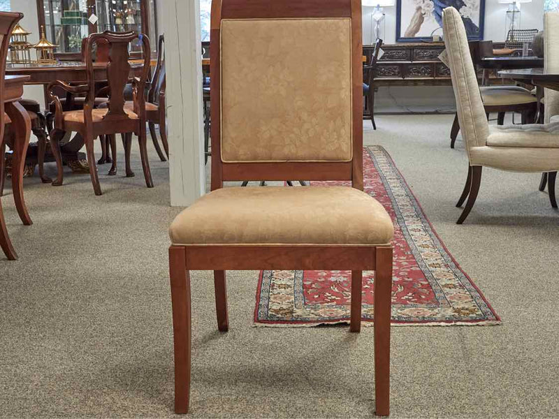 West Brothers Furniture Cherry Dining Table & Set of Six Upholstered Chairs