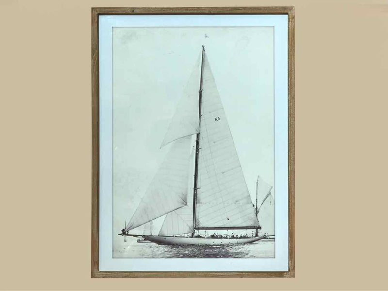 Sailboat Photograph Print in Wooden Frame Under Glass