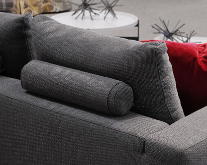 Camerich 2-Piece Track Arm Looseback Sofa in Grey Menswear Fabric