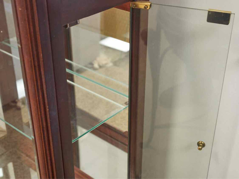 Cherry Stain Lighten Curio Display Cabinet with 3 Adjustable Glass Shelves