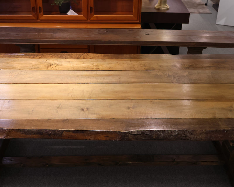 Custom Live-Edge Plank Top Trestle Farm Table