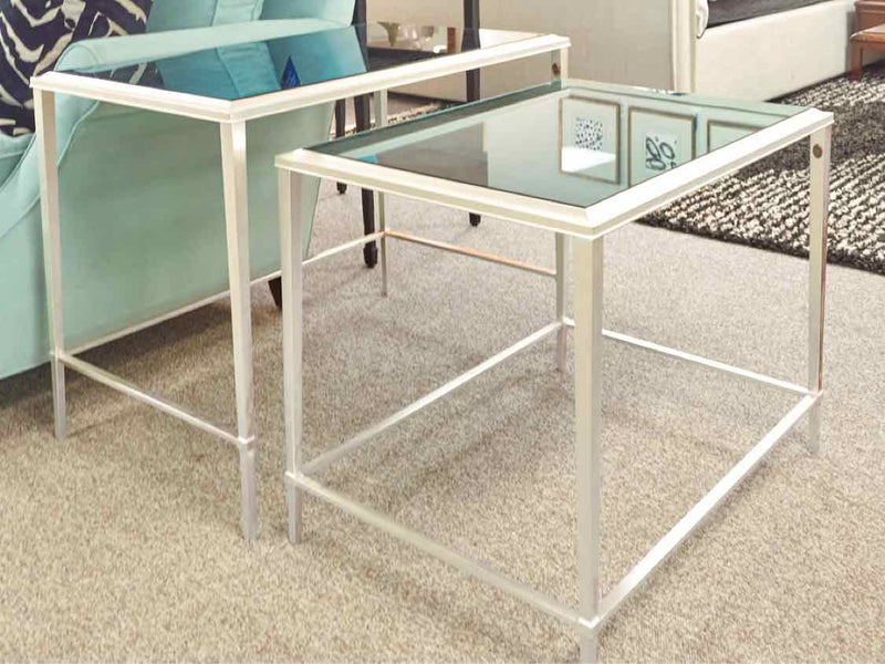 Silver Framed Glass Nesting Tables