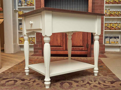 Pair of Maple Side Tables with Country White Finish