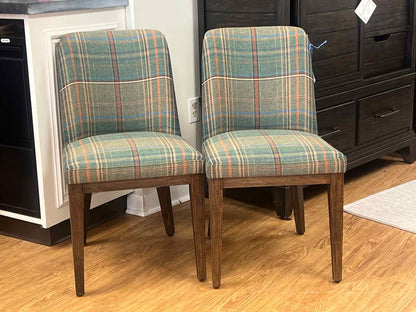 Pair of Plaid Pottery Barn Chairs