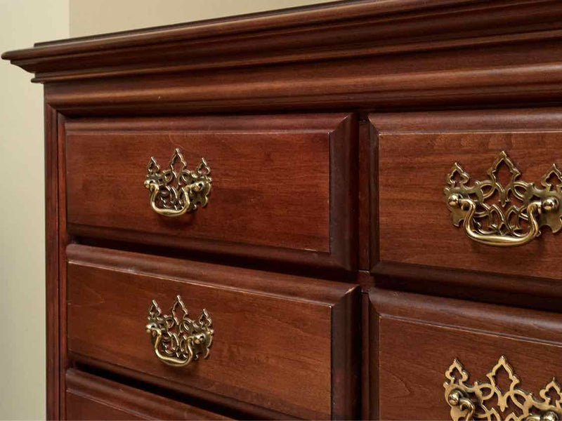 Cherry 8 Drawer Dresser With 3  DrawerJewelry/Glove Box& Mirror