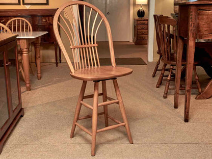 Pair of Oak Sheaf Back Swivel Counter Stools