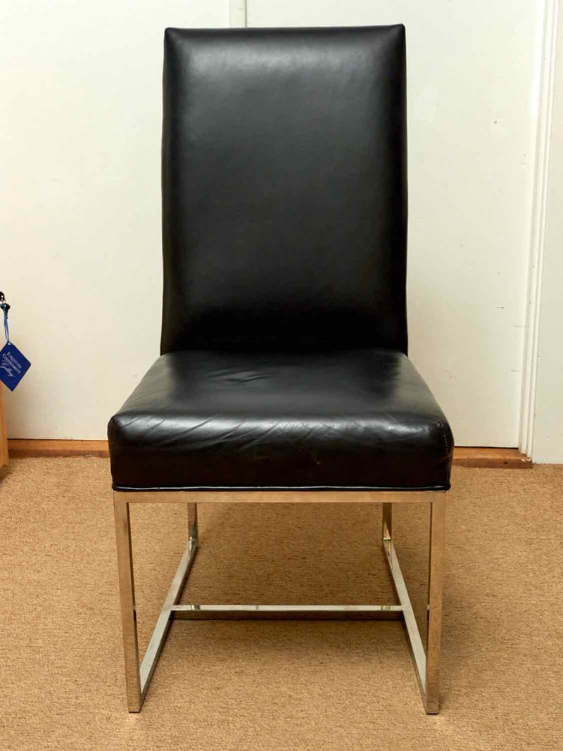 Black Bonded Leather Office Chair with Steel Frame