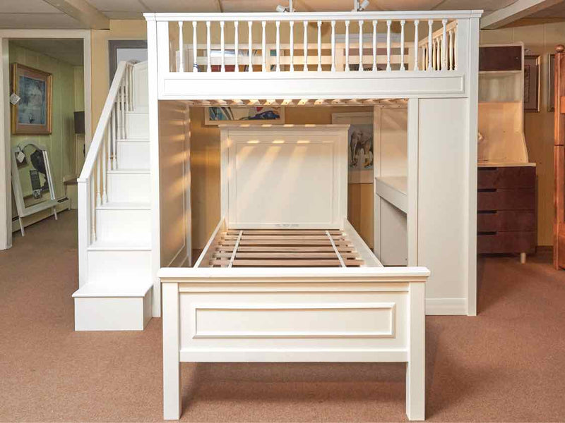 Pottery Barn 'Fillmore' White Twin Over Twin  Loft Bed Stairs & Desk Bunkbed