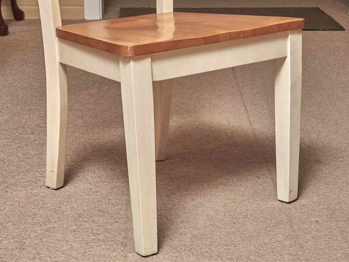 Cream Finish Cherry Top Table & 4  Chair& Bench Dining   Set