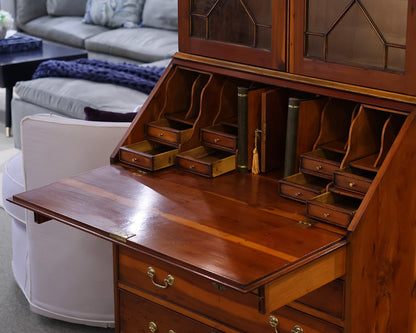 Southhampton Secretary Desk with Glass Hutch in Yewood